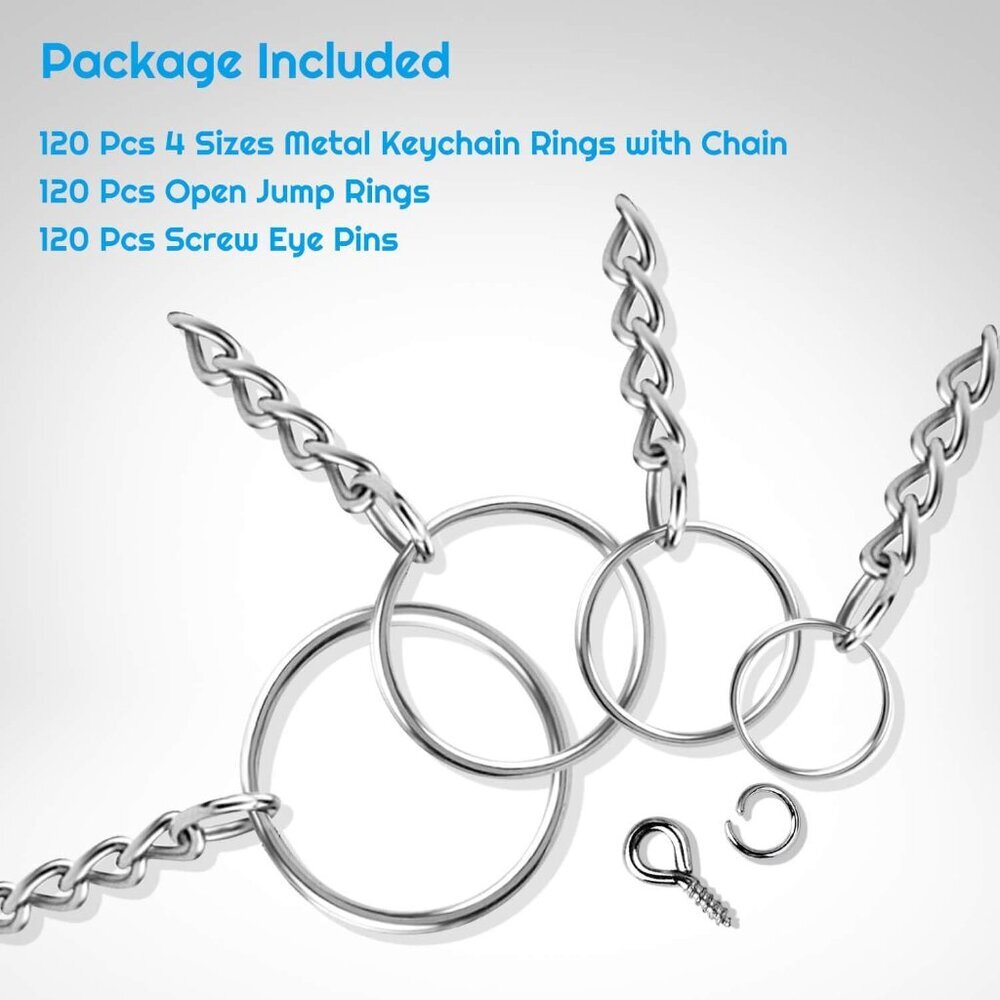 Key Chain Rings, 360Pcs Key Rings Bulk with Jump Rings and Screw Eye Pins - Picture 2 of 7